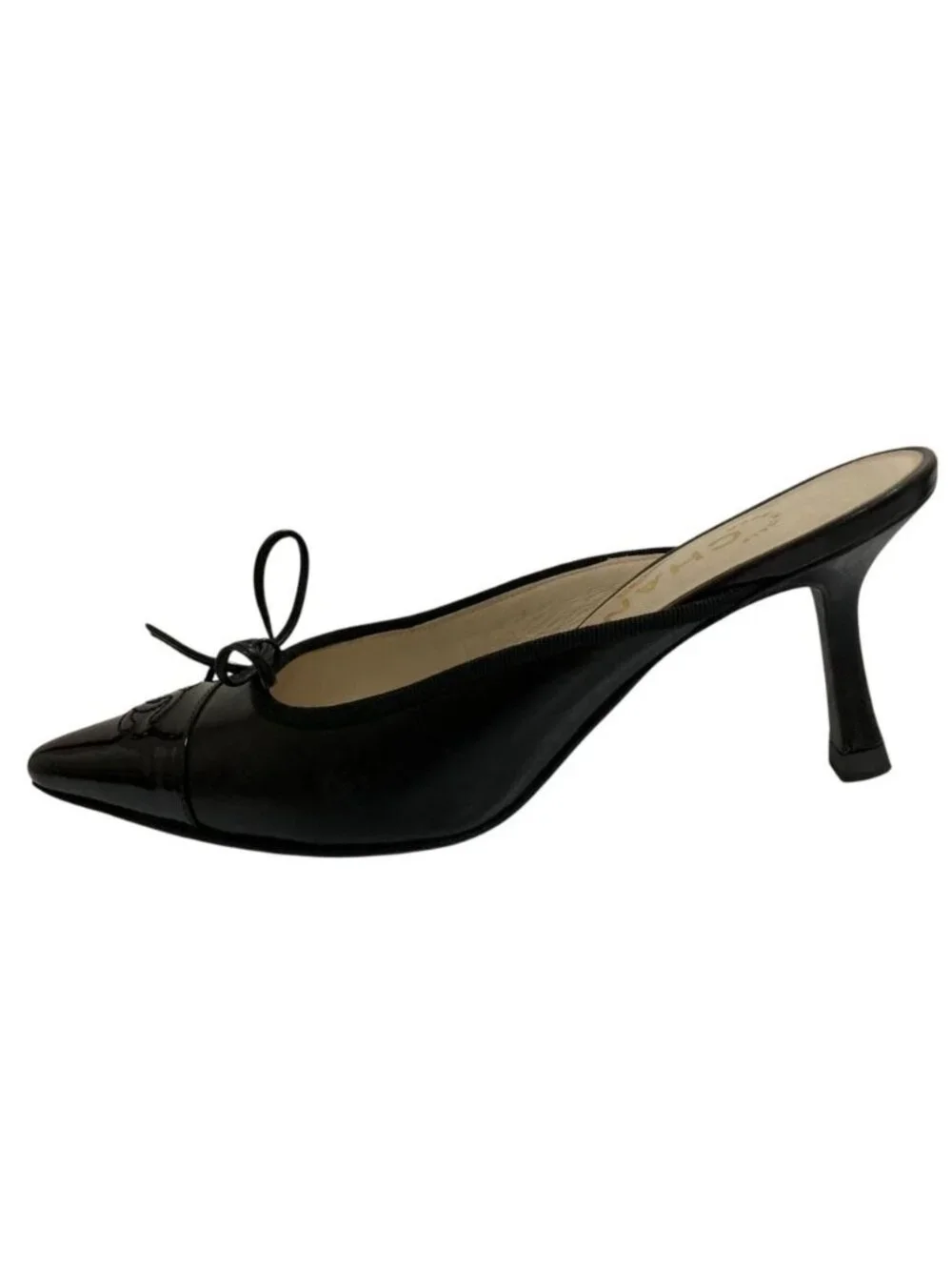 Chanel CC Logo Pointed Toe Sandals Black